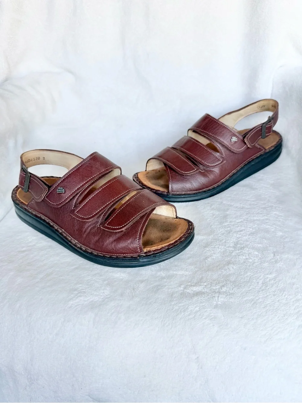 Finn Comfort Sylt Sandals Womens Brown Leather Soft Footbed Size EU 39 US 8.5